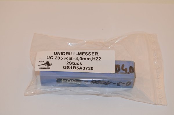 UNIDRILL-MESSER,UC 205 R   B=4,0mm,H22  ,3Stück, RHV3730