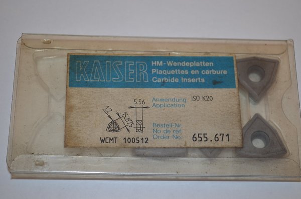 Wendeschneidplatten ,KAISER HM WCMT 100512  K20, 6Stück, INSERTS, RHV6838