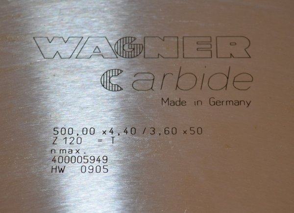 Präzision Kreissägeblatt D500x4,40/3,60x50mm, WAGNER,  RHV8679
