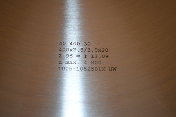 Präzision Kreissägeblatt D400x3,60/3,0x30(50) mm, Max Beck,  RHV8710