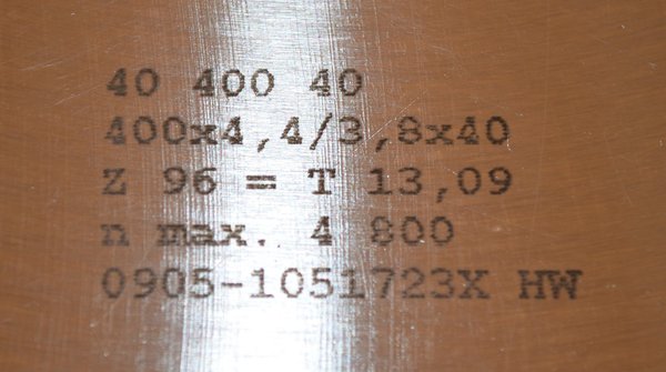 Präzision Kreissägeblatt D400x4,4/3,8x40(50) mm, Max Beck,  RHV8712