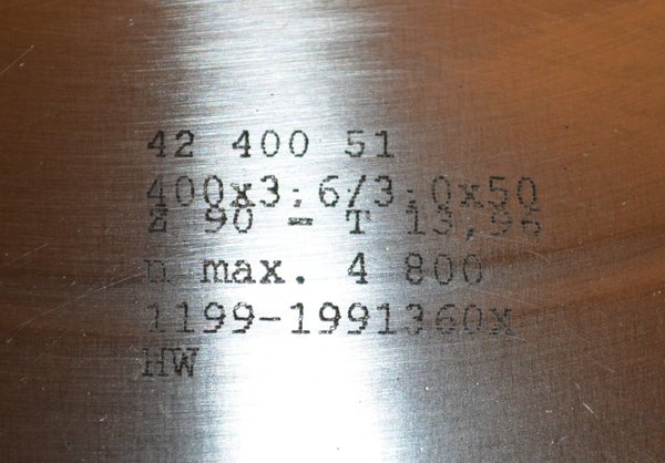 Präzision Kreissägeblatt D400x3,60/3,0x50mm, Max Beck,  RHV8715