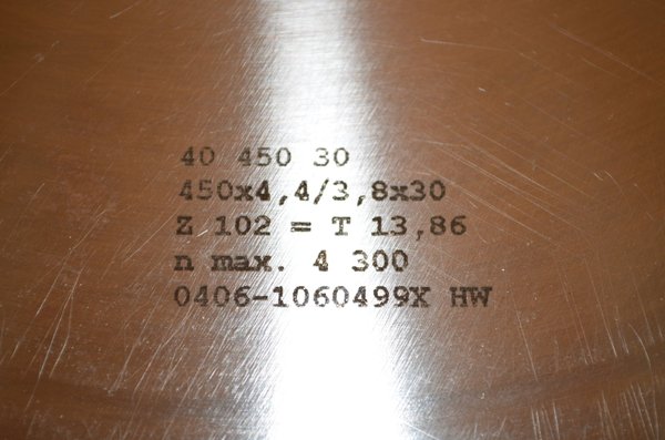 Hartmetallbestücktes Kreissägeblatt D450x4,4/3,8x30(50) mm, Max Beck,  RHV8716