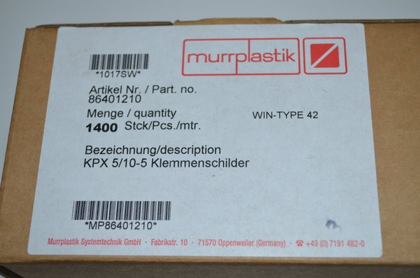Klemmenschilder KPX 5/10-5 1400 Stk. murrplastik ACS RHV15543