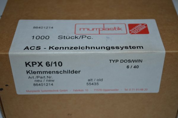 Klemmenschilder KPX 6/10 1000 Stk. murrplastik ACS RHV15545