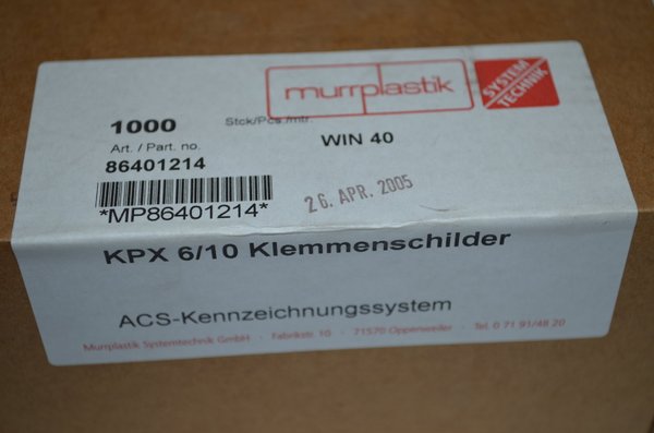 Klemmenschilder KPX 6/10 1000 Stk. murrplastik ACS RHV15545