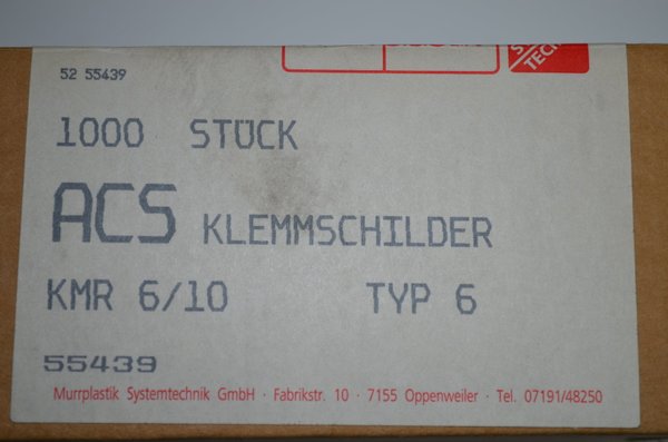Klemmenschilder KMR 6/10 1000 Stk. murrplastik ACS RHV15554