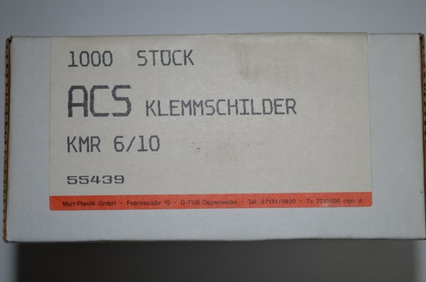Klemmenschilder KMR 6/10 850 Stk. murrplastik ACS RHV 15555