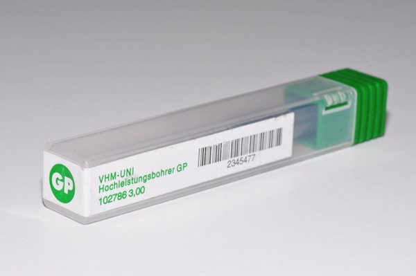 VHM-UNI Hochleistungsbohrer Premus GP   D 3,00 mm 8xD Precitool IKZ. RHV17109